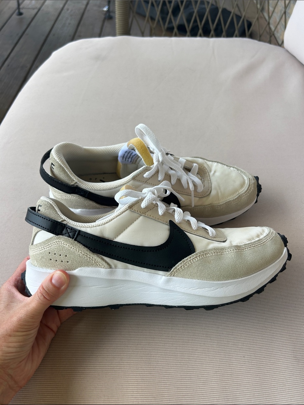 Nike Women’s Cream and Black Low-Top Athletic Sneakers